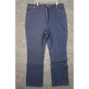 Vintage Wrangler Mens Dark Wash Cowboy Cut Boot Cut Jeans Size 42 Blue Western